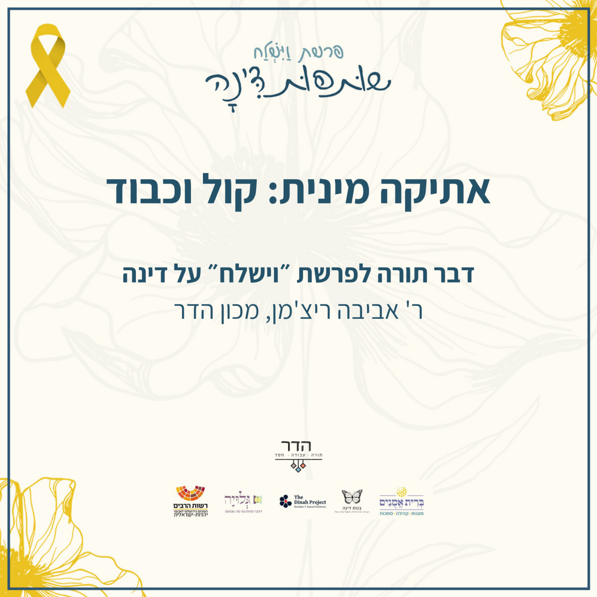 שותפות דינה: פרשת וישלח: אתיקה מינית – קול וכבוד אתיקה מינית: קול וכבוד - דבר תורה לפרשת וישלח מאת הר' אביבה ריצ'מן