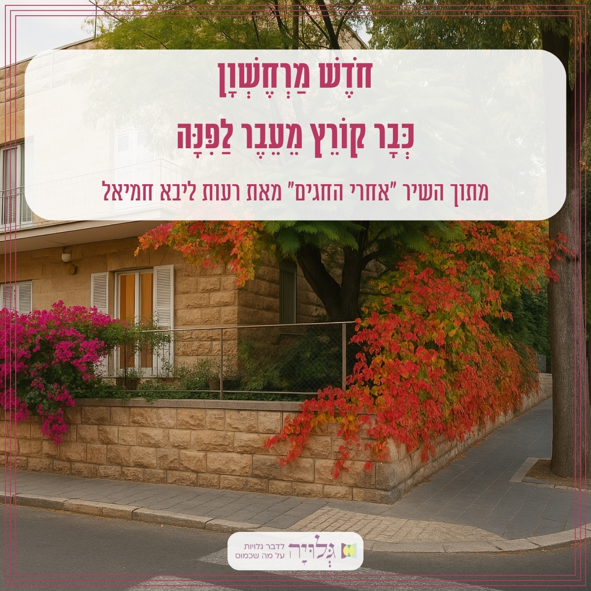 אחרי החגים - רעות ליבא חמיאל, מגזין גלויה