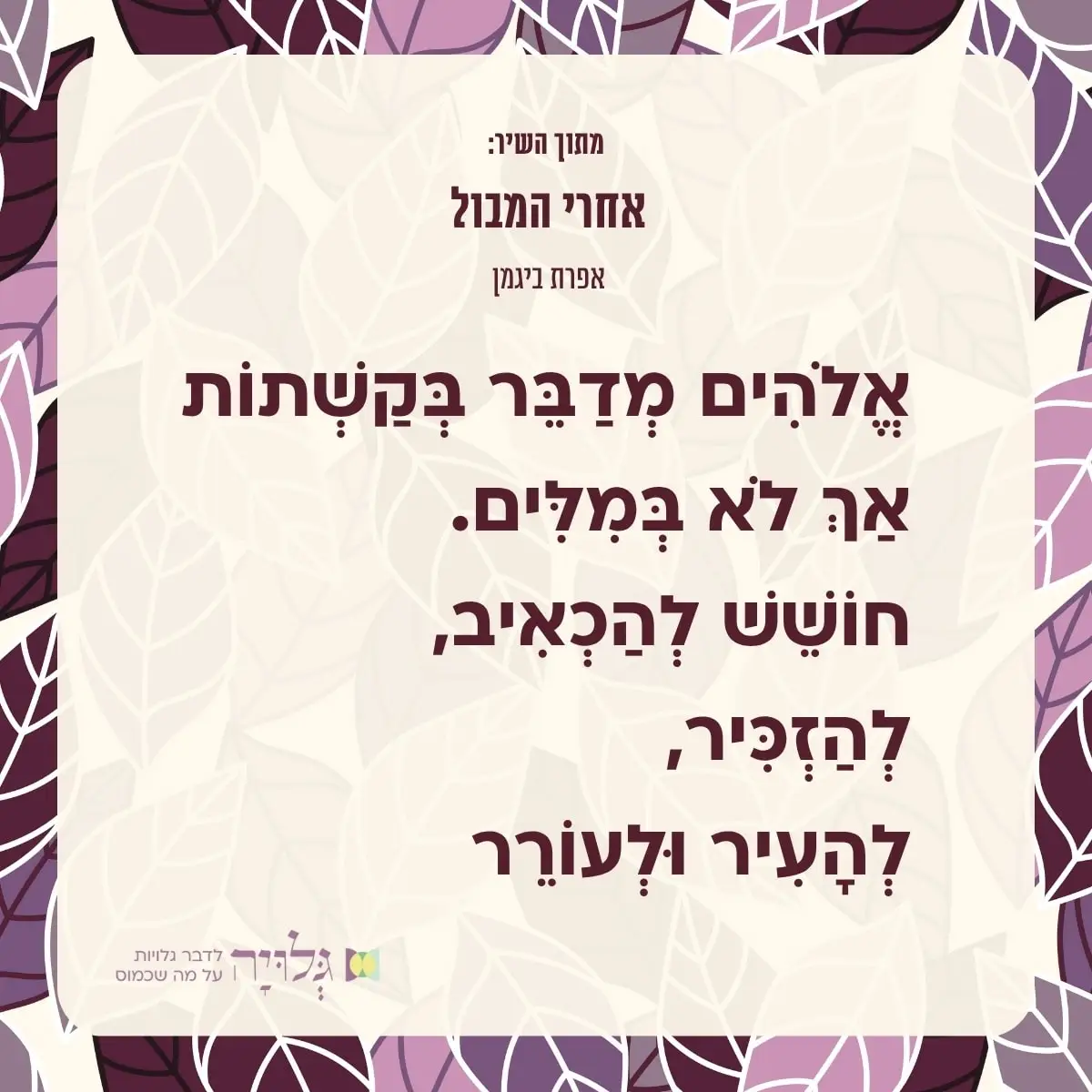 אחרי המבול - אפרת ביגמן